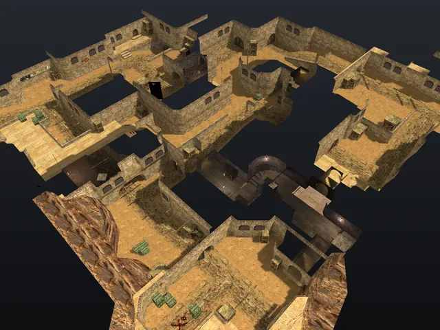 The dm_dust2 map in Counter-Strike 1.6
