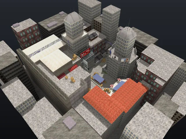 The hns_rooftops map in Counter-Strike 1.6